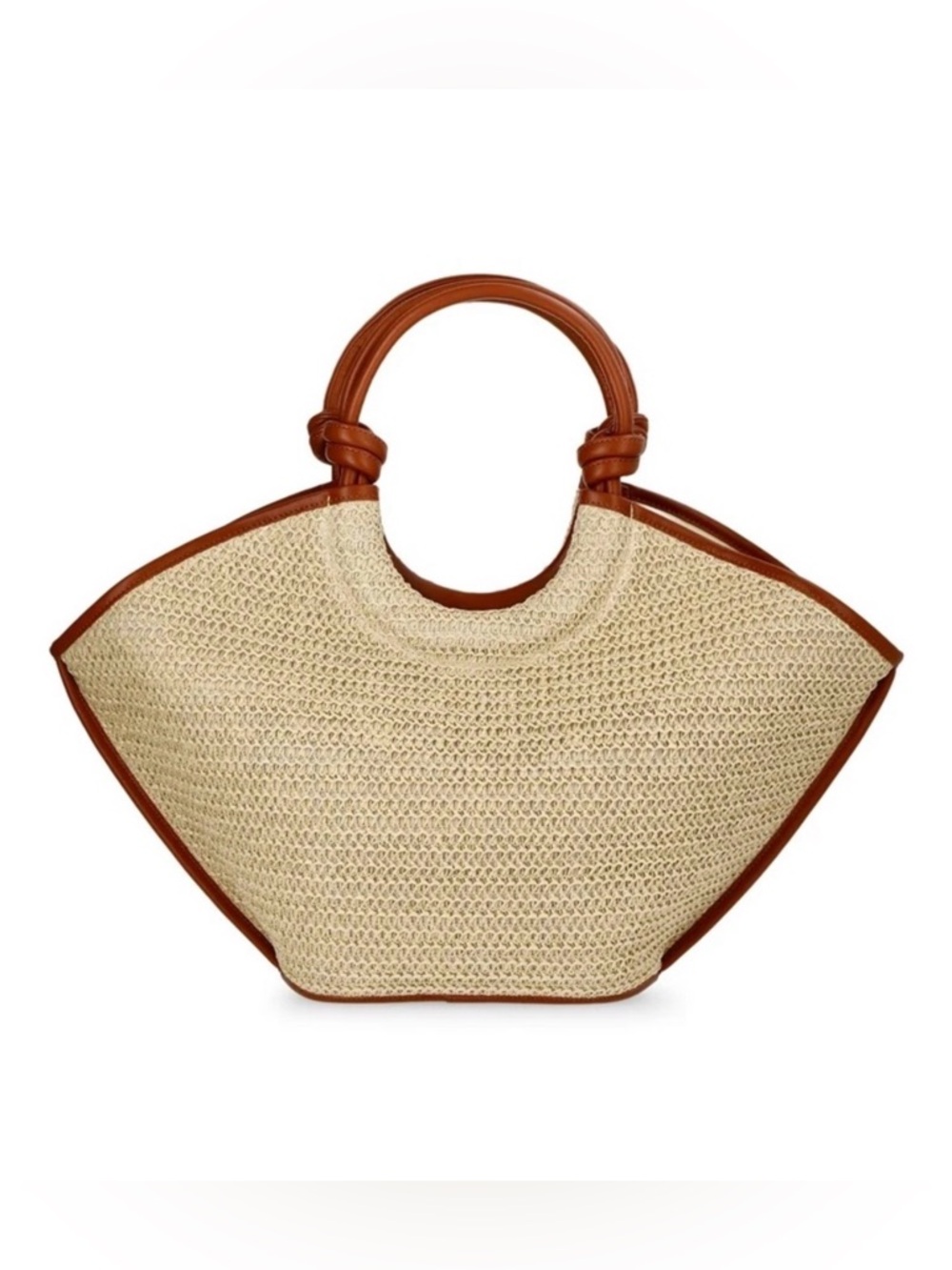 NWT Time and Tru Women’s Knot Handle Natural Woven Tote